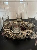Windlicht ovaal met 4 glaasjes, Huis en Inrichting, Woonaccessoires | Kandelaars en Kaarsen, Ophalen of Verzenden, Zo goed als nieuw