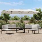 AANBIEDING | XL Parasol dubbel dak LED 449 x 245 cm zandwit, Verzenden, Nieuw, Zweefparasol