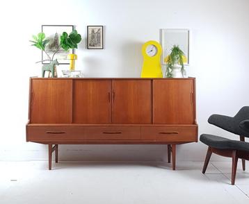Vintage Deens Highboard | drankenkast buffetkast teak Danish beschikbaar voor biedingen
