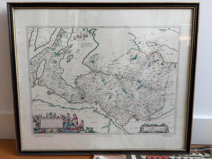 Oude kaart van Lennox, 1654, Antiek en Kunst, Kunst | Etsen en Gravures, Ophalen of Verzenden