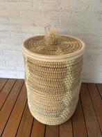 Prachtige marokkaanse berber bohemian ibiza pom pom mand XXL, Ophalen of Verzenden, Nieuw, Rond, Riet