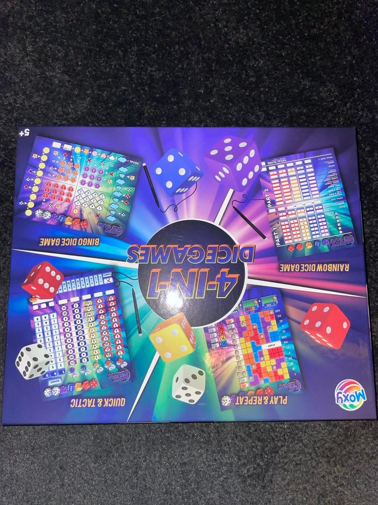 4-in-1 Dobbelspelletjes - Moxy, Een of twee spelers, Ophalen of Verzenden, Zo goed als nieuw, Reisspel