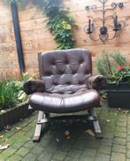 Mid Century Vintage Leren Fauteuil, Huis en Inrichting, Fauteuils, Gebruikt, Ophalen of Verzenden, Mid Century, 50 tot 75 cm