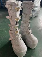 Hoge witte glitter platform dames laarzen met gespen vrouwen, Kleding | Dames, Schoenen, Verzenden, Nieuw, Wit, Hoge laarzen