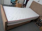 Bedder boxspring met hoog/laag systeem, Huis en Inrichting, Ophalen, Eenpersoons, Bruin, Zo goed als nieuw