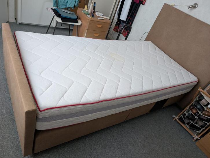 Bedder boxspring met hoog/laag systeem, Huis en Inrichting, Slaapkamer | Bedden, Zo goed als nieuw, Eenpersoons, 100 cm, 200 cm