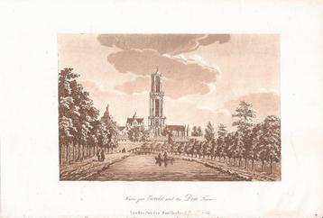 Utrecht. Water gate Utrecht and the Dom Tower 1789 Aquatint beschikbaar voor biedingen