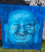 Geweldig Buddha canvas mooie blauwe kleuren 45x55cm, Ophalen, Gebruikt, Minder dan 50 cm, 50 tot 75 cm