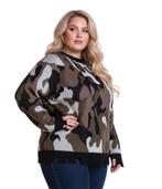 Zwart/groene trui met legerprint Pomme Rouge Maat 50/52, Kleding | Dames, P, Zwart, Trui of Vest, P