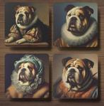 Engelse Bulldog Rembrandt stijl onderzetters met houder, Nieuw, Glas of Kopje, Verzenden