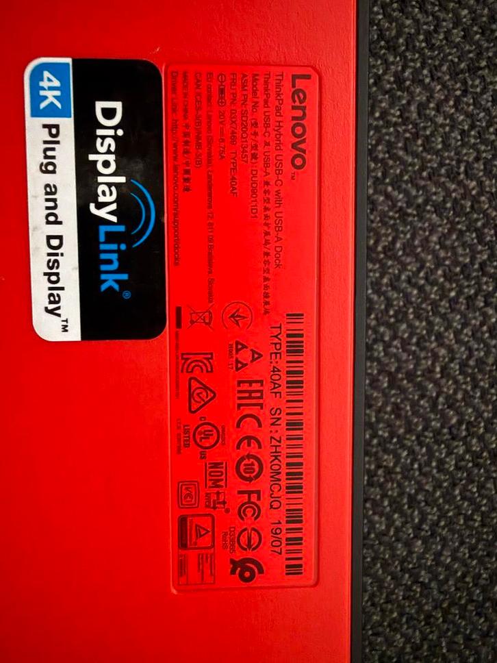 Lenovo Docking Station USB-C/USB-A, Computers en Software, Dockingstations, Zo goed als nieuw, Docking station, Laptop, Ophalen of Verzenden