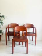 Stoere Deense brutalistische stoelen teak leer Holstebro, Ophalen, Bruin, Zo goed als nieuw, Nvt