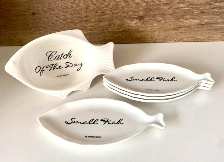 Riviera Maison Vis Schalen Set, Huis en Inrichting, Woonaccessoires | Schalen en Manden, Zo goed als nieuw, Schaal, Overige vormen