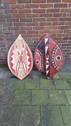 2x origineel Masai Schild, Buffelhuid Masai beschildering, Antiek en Kunst, Ophalen of Verzenden