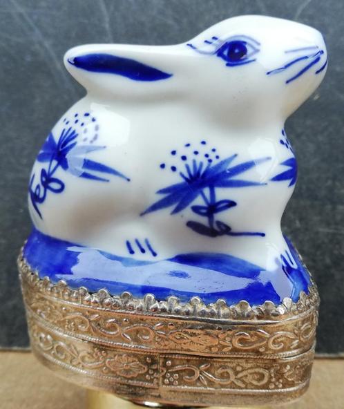 Haas. Trinket box. Porselein/metaal. Vintage., Verzamelen, Overige Verzamelen, Zo goed als nieuw, Ophalen