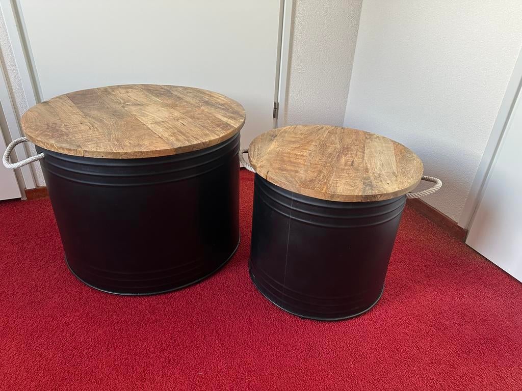 Salon tafels, Ophalen of Verzenden, Zo goed als nieuw, Rond, Riet