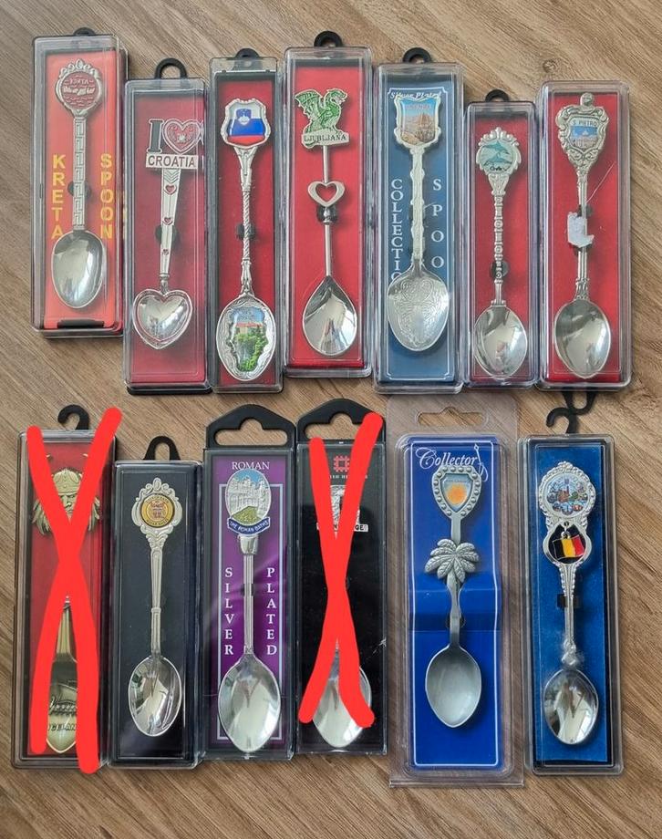 Verzameling theelepels uit verschillende plaatsen en landen, Verzamelen, Porselein, Kristal en Bestek, Nieuw, Bestek, Metaal, Ophalen of Verzenden