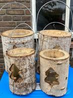 Boomstam kaarsen, kerst, lantaarns, stammetjes, Huis en Inrichting, Woonaccessoires | Kandelaars en Kaarsen, Ophalen, Zo goed als nieuw