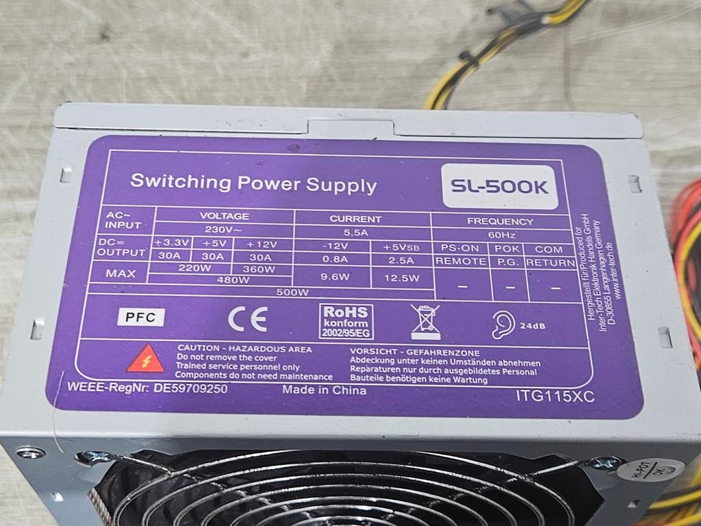 Switching power supply 500w max voeding psu power supply sl-, Ophalen of Verzenden, Gebruikt