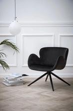 Lounge stoel fauteuil GAIA van Danform Velvet black -50%, Ophalen, Nieuw, 75 tot 100 cm, Stof