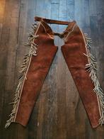 Suede/leer/lederen western chaps met fringe, Ophalen of Verzenden, Zo goed als nieuw, Western