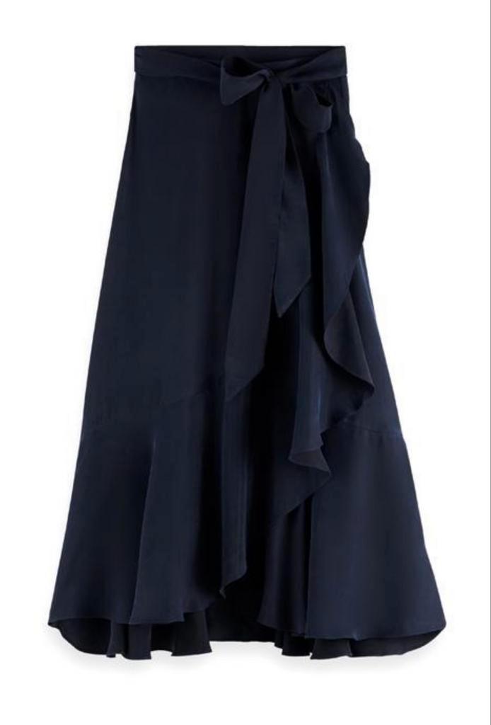 Zwarte omslagrok Scotch & Soda (XS), Kleding | Dames, Rokken, Zo goed als nieuw, Maat 34 (XS) of kleiner, Zwart, Onder de knie