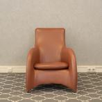2 Zeer fraaie Montis Loge fauteuil + hocker kastanjebruin, Ophalen of Verzenden, Zo goed als nieuw, Leer
