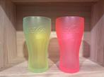 Coca Cola glazen, neon kleur mat rose en groen, Ophalen, Zo goed als nieuw, Frisdrankglas