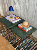 Salontafels groen marmer en gouden frame, Metaal of Aluminium, Vierkant, 55 tot 75 cm, Zo goed als nieuw