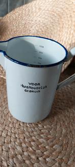 OUD wit EMAILLE MAAT-KAN/ BEKER 1000ML, Antiek en Kunst, Ophalen of Verzenden