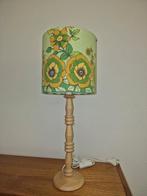 Vintage retro groene gele bloemen lampenkap, Rond, Ophalen of Verzenden, Zo goed als nieuw, Minder dan 25 cm