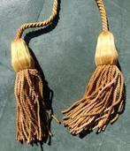 2 Vintage goudkleur gordijnkoorden embrasse met flos, Ophalen of Verzenden, Gebruikt, 50 tot 100 cm, Minder dan 100 cm