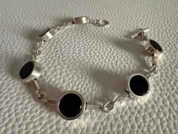 Y012/Vintage NIELS ERIK from DENMARK Zilveren Onyx armband beschikbaar voor biedingen