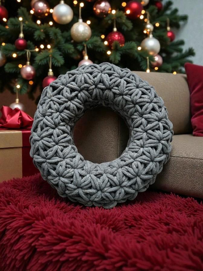 Handgemaakte gehaakte kerst krans, Huis en Inrichting, Woonaccessoires | Kransen, Nieuw, Ophalen of Verzenden