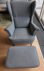 Grijze oorfauteuil (Ikea) met hocker, Ophalen, Gebruikt, Grijs, Eén
