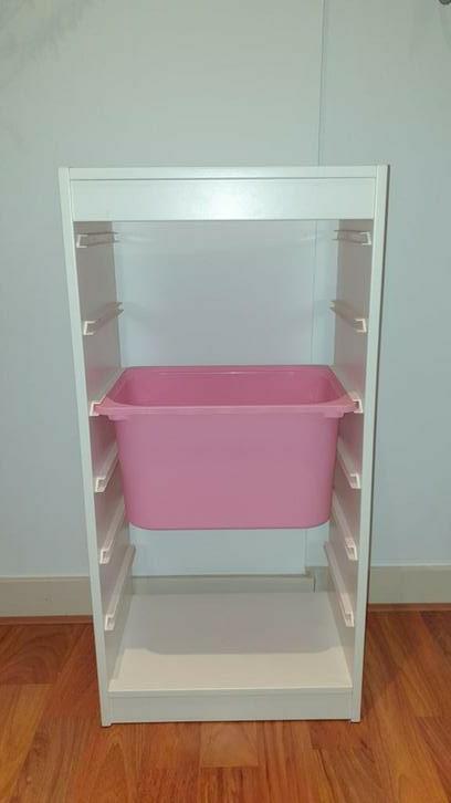 Ikea Trofast kast - wit met roze bak, Kinderen en Baby's, Kinderkamer | Commodes en Kasten, Gebruikt, 90 tot 105 cm, 75 tot 100 cm