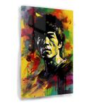 Bruce Lee portret Glasschilderij 60x90cm + Ophangsysteem, Antiek en Kunst, Verzenden