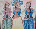 Indonesische muzikanten.  Sign.  Acryl/doek.  115/96 cm., Ophalen