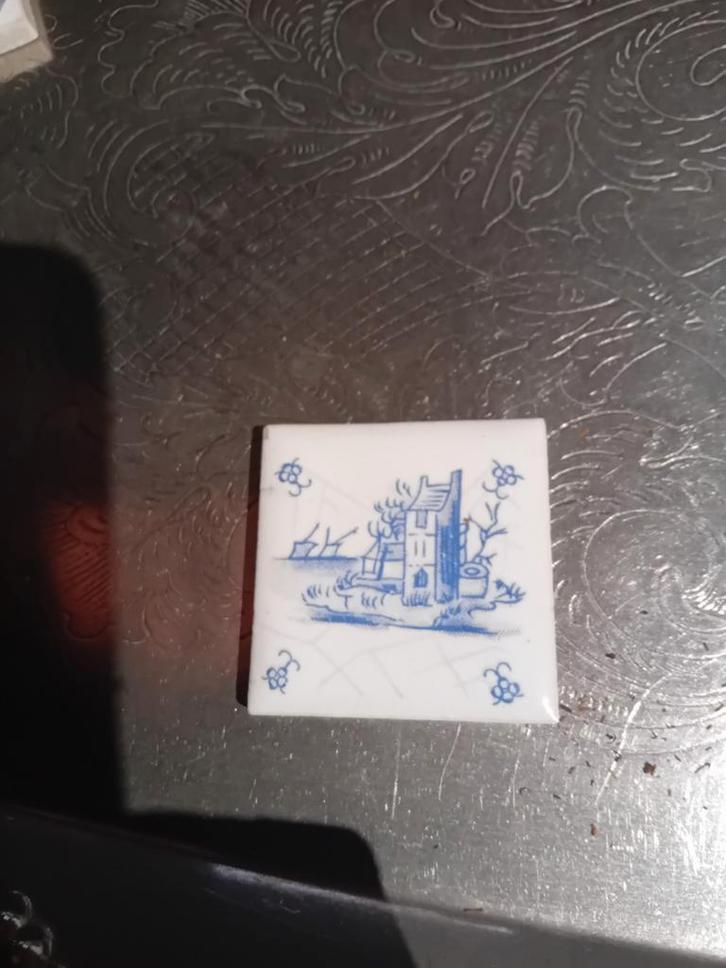 Delfts Blauw Tegeltje met Molen, Antiek en Kunst, Antiek | Wandborden en Tegels, Ophalen of Verzenden