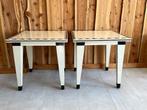 2 salon- of bijzettafel (Jan de Bouvrie), Minder dan 55 cm, Gebruikt, Vierkant, Hout