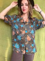 Vintage blouse, maat 42/44 - XL/XXL - bloemen - 90's, Ophalen of Verzenden, Gedragen, Maat 42/44 (L), Oranje