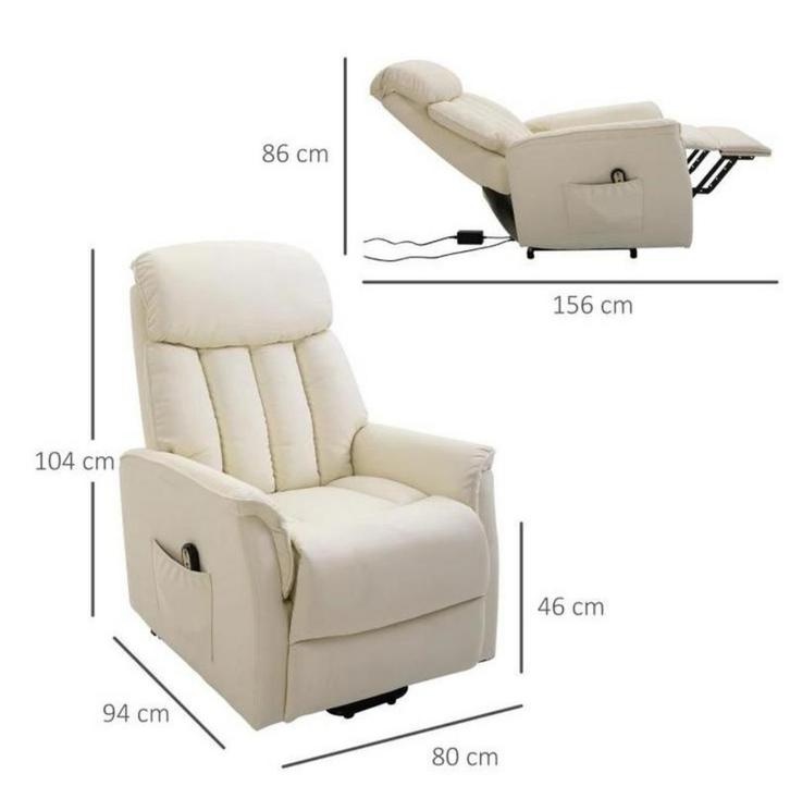 HOMCOM Elektrische Relaxfauteuil Beige NİEUW, Huis en Inrichting, Fauteuils, Nieuw, Kunststof, 75 tot 100 cm, Ophalen