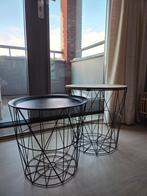 Bijzettafeltjes hout/ ijzer, Huis en Inrichting, Ophalen, Rond, Minder dan 55 cm, 45 tot 60 cm