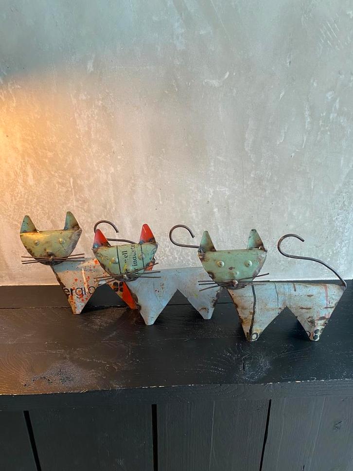 Te koop: Grappige katjes gemaakt van gerecycled blik, Huis en Inrichting, Woonaccessoires | Overige, Nieuw, Ophalen of Verzenden