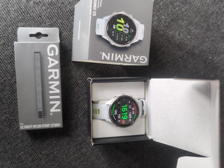 Garmin forerunner 970, Sieraden, Tassen en Uiterlijk, Sporthorloges, Zo goed als nieuw, Android, Zwart, Afstand, Calorieverbanding