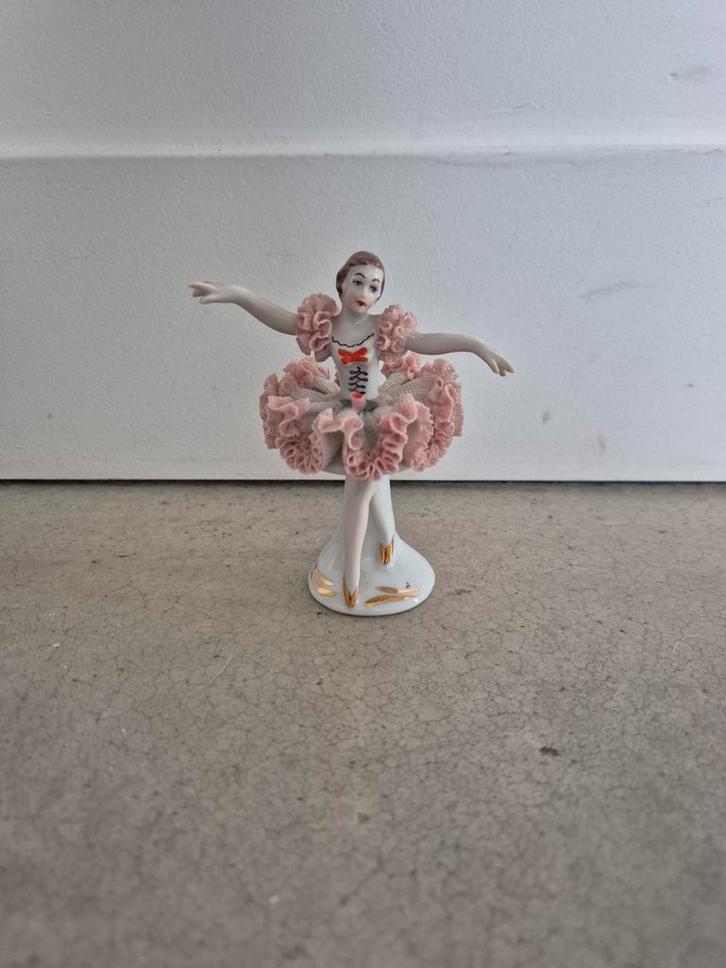 Vintage Dresden Porseleinen Ballerina Figuur, Antiek en Kunst, Kunst | Beelden en Houtsnijwerken, Ophalen