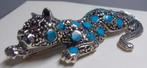 Nieuwe massief zilveren Tijger broche, Robijn / Turkoois, Sieraden, Tassen en Uiterlijk, Broches, 4 tot 7 cm, Verzenden, Nieuw