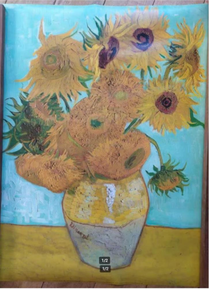 Reproductie Zonnebloemen van Vincent van Gogh 70 x 89 cm, Verzamelen, Posters, Nieuw, Dier of Natuur, Rechthoekig Staand, Ophalen of Verzenden