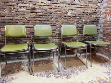 Set van 4 vintage stoelen  met chrome frame beschikbaar voor biedingen