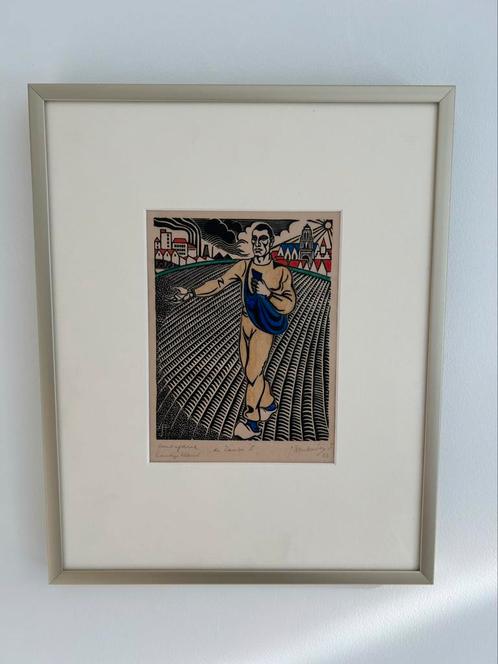 Houtsnede De Zaaier van Jan Franken Pzn, Antiek en Kunst, Kunst | Litho's en Zeefdrukken, Ophalen of Verzenden